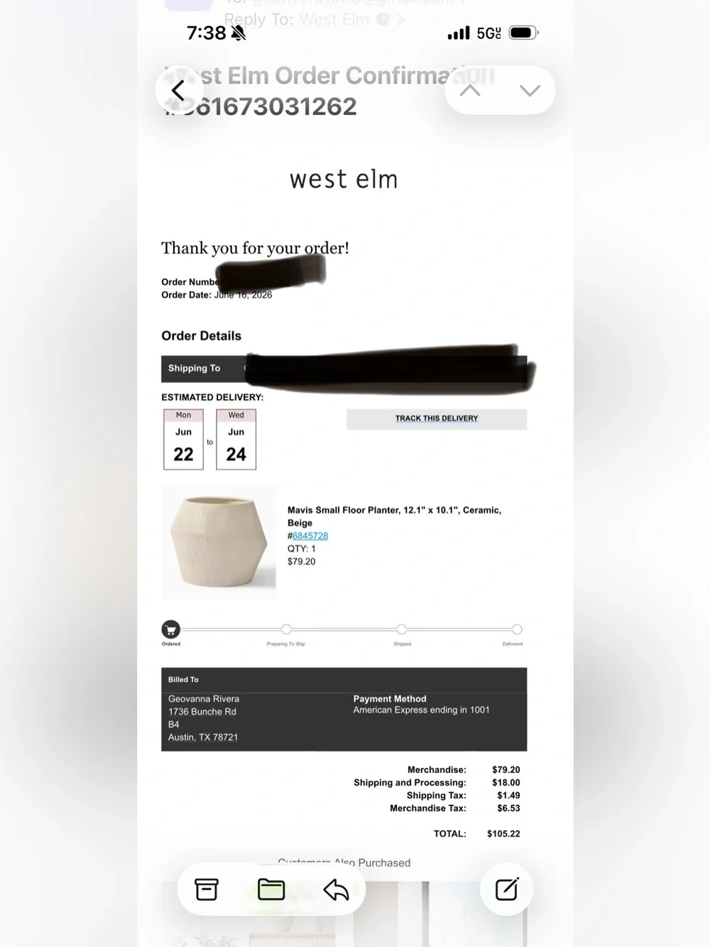 Small ceramic floor planter- West Elm.